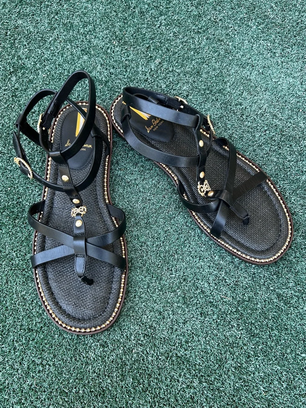NWT Sam Edelman Talya Ankle Strap Sandal Leather Black 9